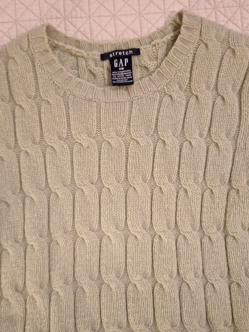 GAP Womans Cable Knit Crewneck Stretch Sweater - Sage
